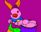 Disegno Coniglietta di Pasqua con l'annaffiatoio  pitturato su chiara