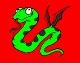 Disegno Serpente con le ali  pitturato su deian