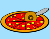 Disegno Pizza pitturato su adua arianna