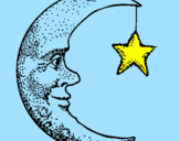 Disegno Luna e stelle  pitturato su Elisa