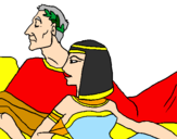 Disegno Cesare e Cleopatra  pitturato su ciao