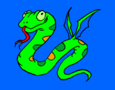 Disegno Serpente con le ali  pitturato su gaia