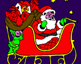 Disegno Babbo Natale alla guida della sua slitta pitturato su francesco basile