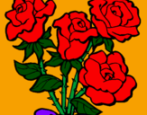 Disegno Mazzo di rose  pitturato su daniele