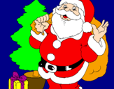 Disegno Babbo Natale con lalbero di Natale pitturato su gaia   e  pablo
