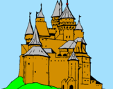 Disegno Castello medievale  pitturato su bisonte simo