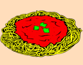 Disegno Spaghetti al formaggio  pitturato su asia