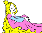 Disegno Principessa rilassata  pitturato su elisa