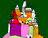 Disegno Castello medievale  pitturato su anna
