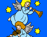 Disegno Angeli musicisti  pitturato su ROSA