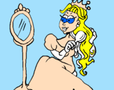 Disegno Principessa con lo specchio  pitturato su Ludovico