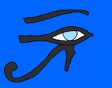 Disegno Occhio di Horus  pitturato su manuela