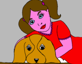 Disegno Bambina che abbraccia il suo cagnolino  pitturato su anónimo