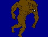 Disegno Uomo lupo  pitturato su carlo marcello demontis
