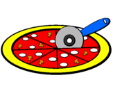 Disegno Pizza pitturato su diditoto