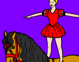 Disegno Trapezista in groppa al cavallo pitturato su brenda   arnsicar