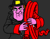 Disegno Pompiere  pitturato su marco  valenziano