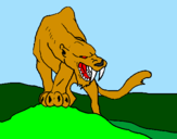 Disegno Tigre con affilati canini  pitturato su tigre a denti a sciabola
