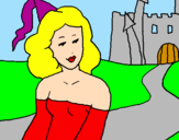 Disegno Principessa e castello  pitturato su di  rita