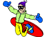 Disegno Salto con lo snowboard pitturato su rosario