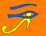 Disegno Occhio di Horus  pitturato su carlotta 9 anni