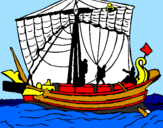 Disegno Barca romana  pitturato su lorenzo 14