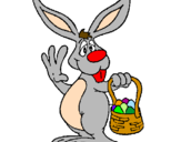 Disegno Coniglio con la cesta  pitturato su luca
