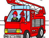 Disegno Camion dei Pompieri  pitturato su antonino