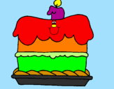 Disegno Torta di compleanno  pitturato su tortina