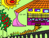Disegno Casa giapponese pitturato su noemi