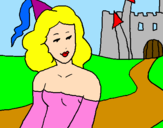 Disegno Principessa e castello  pitturato su jasmin
