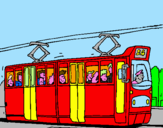 Disegno Tram con passeggeri  pitturato su FRANCESCO             
