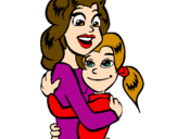 Disegno Madre e figlia abbracciate pitturato su flavia
