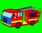 Disegno Pompieri sul camion  pitturato su nicolò