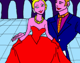 Disegno Principessa e principe al ballo  pitturato su giusy
