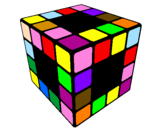 Disegno Cubo di Rubik pitturato su micaella