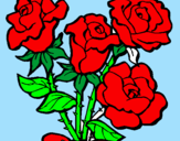 Disegno Mazzo di rose  pitturato su marta