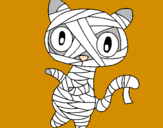 Disegno Mummia gatto scaraboechio pitturato su Camilla