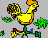 Disegno Banderuole e gallo  pitturato su giovanni