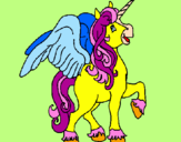 Disegno Unicorno con le ali  pitturato su IRENE