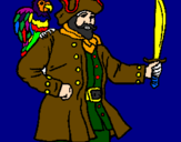 Disegno Pirata con il pappagallo  pitturato su manuei