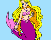 Disegno Sirenetta pitturato su sirena bionda