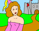 Disegno Principessa e castello  pitturato su giovanni