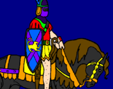Disegno Cavaliere a cavallo pitturato su cibbo