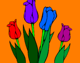 Disegno Tulipani  pitturato su fiore