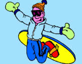 Disegno Salto con lo snowboard pitturato su michael