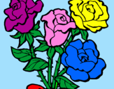 Disegno Mazzo di rose  pitturato su sarah