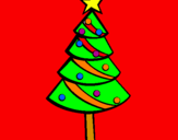 Disegno Albero di Natale II pitturato su anna