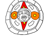 Disegno Calendario maya  pitturato su scudo maya