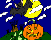 Disegno Halloween paesaggio pitturato su clarissa
